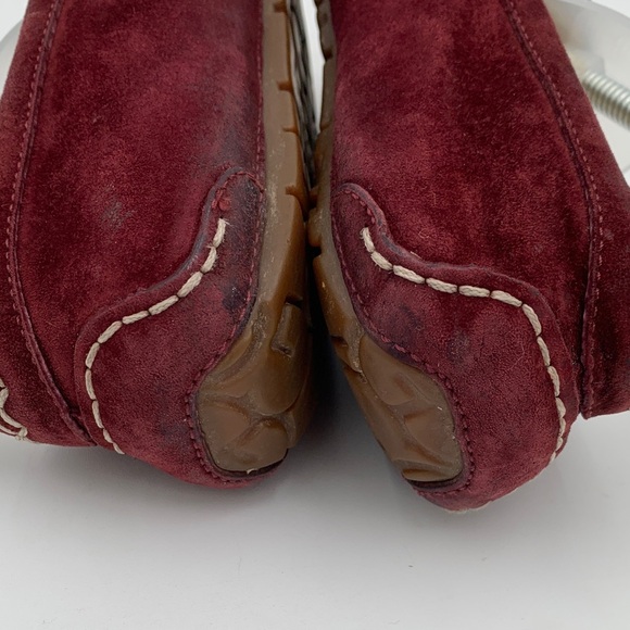 UGG Burgundy Suede Moccasin Slippers Size 7 - Picture 11 of 14